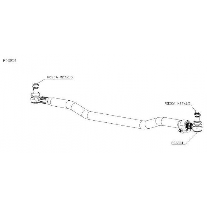 Barra Direcao Longa P/mb Actros Importado 2546/2646/2651 2012...  1735mm Dellarosa