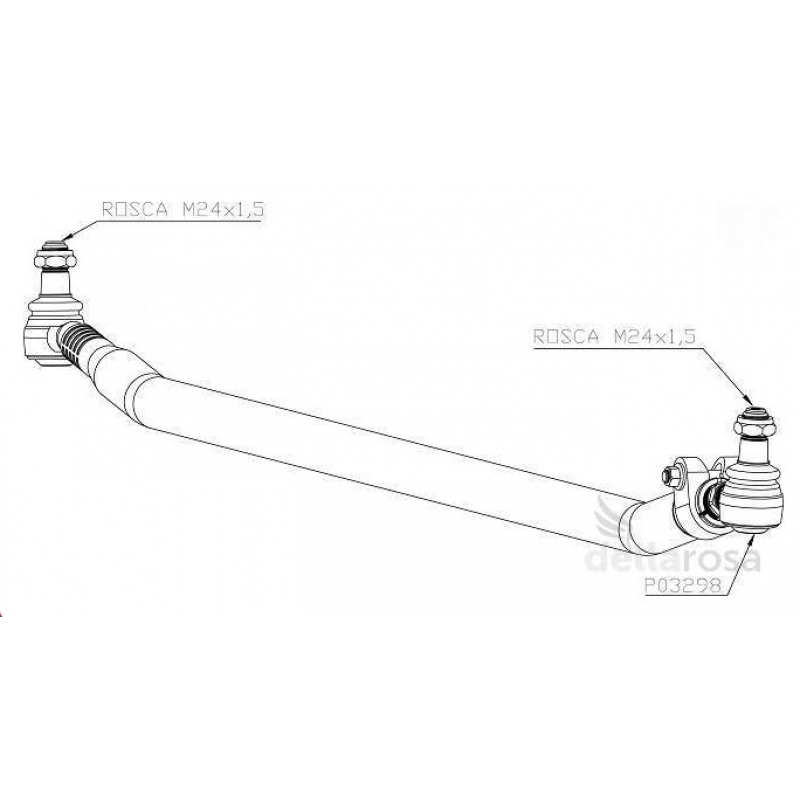 Barra Direcao Longa P/ Man Tgx Wv Meteor (1688 Mm) Dellarosa